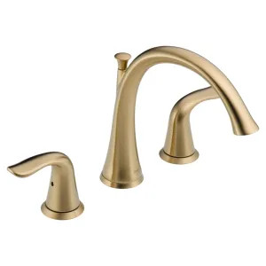 Delta T2738-CZ Delta Lahara Two-Handle Roman Tub Faucet Trim, High Arc Spout, Lever Handles, ADA-Compliant, Champagne Bronze - T2738-CZ