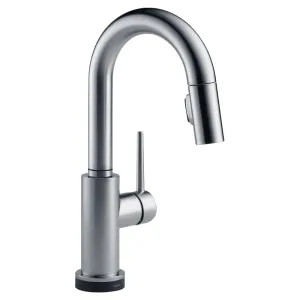 Delta 9959T-AR-DST Delta Trinsic Single-Handle Arctic Stainless Pull-Down Bar/Prep Faucet, 1.8 GPM, Lever Handle, Diamond Seal Technology, ADA, Touch2O - 9959T-AR-DST