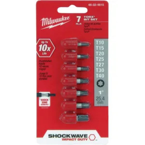 Milwaukee 48-32-4615 Shockwave 48-32-4615 Impact Duty Drive Bit Set, 7 Pieces, 1 in L