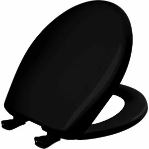 Bemis 200SLOWT-047 Bemis 200SLOWT-047 Easy Close Round Plastic Toilet Seat - Black