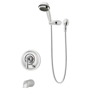Symmons S-4704-TRM Symmons Allura Tub/Shower Faucet with 3-Mode Hand Shower, Less Showerhead, Metal Lever Handle, Non-Diverter Tub Spout, 2 GPM, Polished Chrome - S-4704-TRM