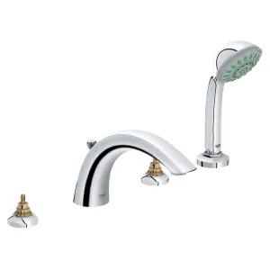 Grohe 25072000 Grohe Arden Two-Handle Deck-Mount Roman Tub Faucet with 2.5 GPM Hand Shower, 4-Hole, Less Handles, StarLight Chrome - 25072000