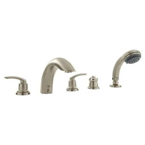 Grohe 25597EN0 Grohe Talia Two-Handle Deck-Mount Roman Tub Faucet with 2.5 GPM Hand Shower, 5-Hole, Less Handles, Brushed Nickel - 25597EN0