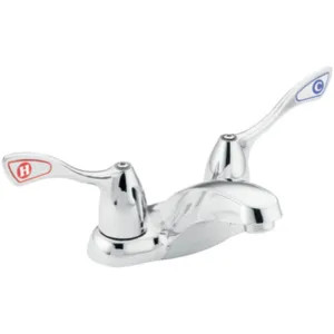 Moen 8800 Moen M-Bition Two-Handle Chrome Centerset Lavatory Faucet with Temperature Indicators, 1.2 GPM, ADA Lever Handle, Less Drain - 8800