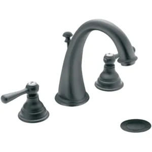 Moen T6125WR Moen Kingsley Two-Handle High Arc Widespread Wrought Iron Bathroom Faucet, 1.2 GPM, 60 PSI, WaterSense, Lever Handles, Three-Holes - T6125WR