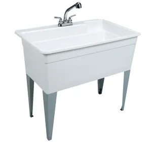 Mustee 28CF MUSTEE 28CF 40Wx24Lx34H LAUNDRY SINK WHT WITH LEGS EXTRA WIDE