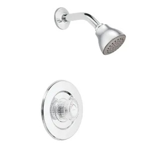 Moen T473 Moen Chateau Standard Single-Handle Shower Faucet, One-Function, 2.5 GPM, Acrylic Knob Handle, M-PACT, Bulk Version, Chrome - T473