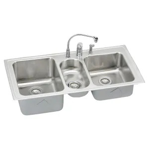 Elkay LGR4322C Elkay LGR4322C Gourmet Stainless Steel Triple Bowl Sink Package
