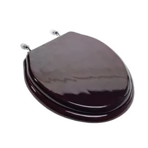 Jones Stephens C2B1E16CH Jones Stephens C2B1E16CH Mahogany - Chrome Hinge Elongated Wood Toilet Seat