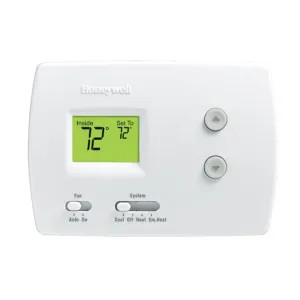 Honeywell TH3210D1004 Honeywell Low Voltage, 24V, 750mV, Battery, Hardwired, 2 Heat/1 Cool (Heat Pump), Pro Series, Non-Programmable Digital Thermostat - TH3210D1004