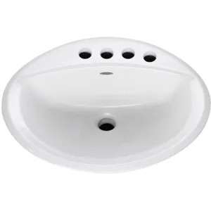 American Standard 0476.037.020 American Standard Aqualyn Drop-In Bathroom Countertop Sink, Front Overflow, Extra Right-Hand Hole, 4