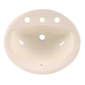 American Standard 0476.028.222 American Standard Aqualyn Countertop Sink, Faucet Ledge, Front Overflow, 4in Centers, Linen - 0476.028.222