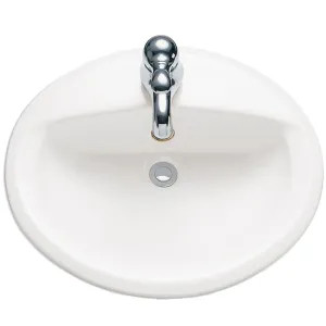 American Standard 0476.928.020 American Standard Aqualyn Countertop Sink, Faucet Ledge, Less Overflow, 4in Centers, White - 0476.928.020