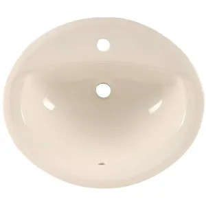 American Standard 0475.047.222 American Standard Aqualyn Countertop Sink, Faucet Ledge, Front Overflow, 1-Hole, Linen - 0475.047.222