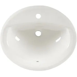 American Standard 0475.047.020 American Standard Aqualyn 20” Drop-In Bathroom Countertop Sink, Front Overflow, 1 Hole, White - 0475.047.020