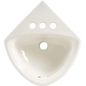 American Standard 0451.021.020 American Standard Corner Minette Wall-Hung Lavatory with Front Overflow, Vitreous China, Three-Hole, 4in Centers, White - 0451.021.020