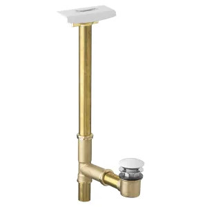 American Standard 1599.205.011 American Standard Evolution Deep Soak Max Bathtub Drain, 3in Top-Mount Overflow, Solid Brass, Arctic White - 1599.205.011