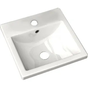 American Standard 0642.001.020 American Standard Studio Carre 16” Drop-In Bathroom Countertop Sink, Faucet Ledge, Rear Overflow, White - 0491.019.020 