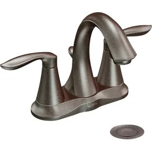 Moen 6410ORB Moen Eva Two-Handle High Arc Centerset Oil-Rubbed Bronze Bathroom Faucet with Metal Pop-Up Drain, 1.2 GPM, Lever Handles, WaterSense, ADA - 6410ORB