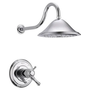 Delta T17T297 Delta Cassidy TempAssure 17T Series Two-Handle Shower Faucet with Single-Setting Rain Showerhead, 2.5 GPM, Lever Handles, Chrome - T17T297