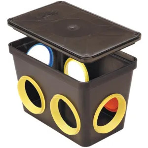 Tuf-Tite Plastic 6-Hole Distribution Box w/ Lid for Septic Systems - 6HD2