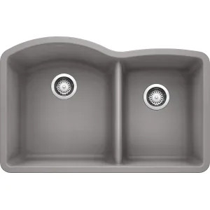 Blanco 440178 Blanco 440178 Diamond Silgranit II 60/40 Double Bowl Undermount Sink, Metallic Gray