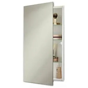 Jensen 869P24WH Jensen Ultra White 26in Medicine Cabinet with Frameless Mirror, Reversible Door Swing, Adjustable Shelves - 869P24WH