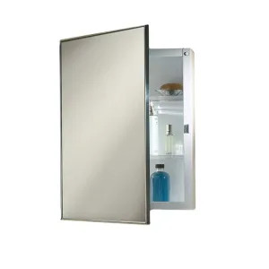 Jensen 422SM Jensen Styline Series 14in x 20in Medicine Cabinet with Polished Stainless Steel Flat Framed Mirror Door, Reversible Door Swing - 422SM