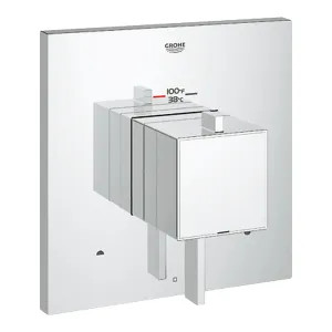 Grohe 19927000 Grohe GrohFlex Cosmo Square Thermostatic 2-Function Valve Trim, Lever Handle, StarLight Chrome - 19927000