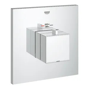 Grohe 19928000 Grohe GrohFlex Cosmo Square Custom Shower Thermostatic Valve Trim, Lever Handle, StarLight Chrome - 19928000