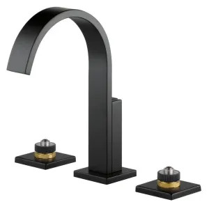 Brizo 65380LF-BLLHP Brizo Siderna Two-Handle Widespread Matte Black Bathroom Faucet with Metal Pop-Up, 1.5 GPM, Three-Hole, Less Handles - 65380LF-BLLHP