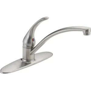 Delta B1310LF-SS  Delta Foundations Single Handle Kitchen Faucet, Stainless Steel - B1310LF–SS