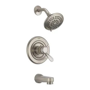 Delta T17430-SS Delta Classic Monitor 17 Series Two-Handle Tub/Shower Faucet with 5-Setting Rain Showerhead, Touch-Clean, 1.75 GPM, Lever Handles, Stainless - T17430-SS