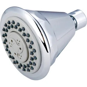 Pioneer X-6400001 Pioneer 3-3/8in Four-Function Round Shower Head, 2.5 GPM, Rub-Clean Anti-Scale Spray, PVD Polished Chrome - X-6400001