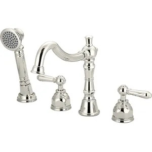 Pioneer 4AM611-PN Pioneer Americana Two-Handle Polished Nickel Roman Tub Faucet Trim with Rough-In, 1-Function Hand Shower, Metal Lever Handles, ADA Compliant - 4AM611-PN