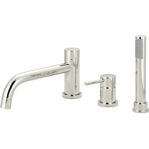 Pioneer 4MT710-PN Pioneer Motegi Deck-Mount Polished Nickel Roman Tub Faucet Trim Kit with Rough-In, Bent Nose Spout, Single Metal Lever Handle - 4MT710-PN