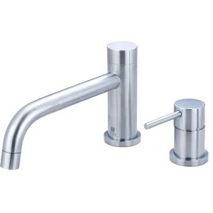 Pioneer 4MT710-SS Pioneer Motegi Deck-Mount Stainless Steel Roman Tub Faucet Trim Kit with Rough-In, Bent Nose Spout, Single Metal Lever Handle - 4MT710-SS