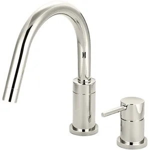 Pioneer 4MT720-PN Pioneer Motegi Single-Handle Deck-Mount Polished Nickel Roman Tub Faucet Trim Kit with Rough-In, Rigid Gooseneck Spout, Metal Lever Handle - 4MT720-PN