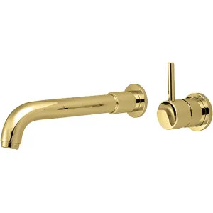 Pioneer 4MT840-PB Pioneer Motegi Single-Handle Wall-Mount Polished Brass Tub Faucet Trim Kit with Rough-In, Bent Nose Spout, Metal Lever Handle, ADA - 4MT840-PB