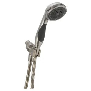 Delta 56613-SS Delta Premium Three-Setting Touch-Clean Handheld Shower with Shower Mount and 60in to 82in Stretchable Metal Hose, 2.5 GPM, Stainless - 56613-SS