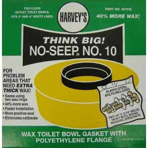 Harvey 001109-N No-Seep #10 Toilet Gasket Wax Ring with Bolts
