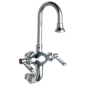 Chicago Faucet 225-ABCP Chicago Faucets 225-ABCP Wall-Mounted Manual Sink Faucet w/ 3