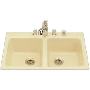 Commercial Enameling CE740-3-46 Two-Bowl Kitchen Sink - 32X21X8