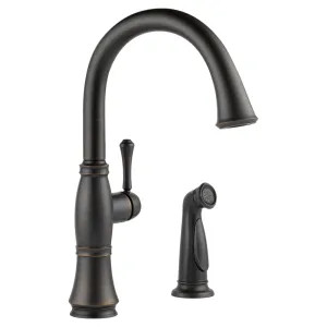 Delta 4297-RB-DST Delta Cassidy Single-Handle Deck-Mount Venetian Bronze Kitchen Faucet with Side Spray, 1.8 GPM, Lever Handle, Diamond Seal Technology, Ceramic Cartridge - 4297-RB-DST