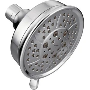 Moen 3638EP Moen Four-Spray Function Shower Head, Round, 4-3/8in Diameter Face, Eco-Performance, Nonmetallic Spray Face, 1.75 GPM, Chrome - 3638EP