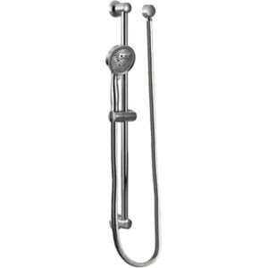 Moen 3667EP Moen 4-3/8in Four-Function Handheld Shower with 30in Slide Bar, Round, Eco-Performance, 1.75 GPM, WaterSense, Chrome - 3667EP
