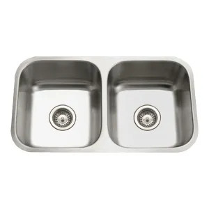 Houzer STD-2100-1 Houzer STD-2100-1 - Houzer STD-2100-1 Eston Series Undermount Stainless Steel 50/50 double-bowl Kitchen Sink, 18 Gauge
