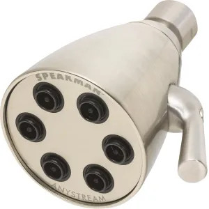 Speakman S-2252-BN Speakman Icon 3-Function Anystream Shower Head with 6 Plungers and 48 Sprays, Round, 2.5 GPM, Spray Adjusting Handle, Brushed Nickel - S-2252-BN