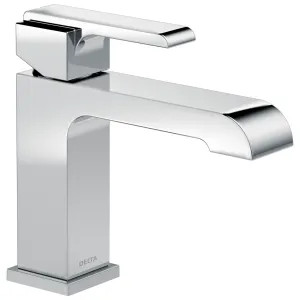 Delta 567LF-LPU Delta Ara Angular Spout Chrome Lavatory Faucet with Escutcheon and Red/Blue Indicators, Less Pop-Up, 1.2 GPM, Single-Handle, DIAMOND Seal - 567LF-LPU