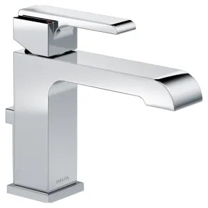 Delta 567LF-TP Delta Ara Angular Spout Chrome Lavatory Faucet with Escutcheon and Red/Blue Indicators, 1.2 GPM, Single-Handle, DIAMOND Seal, Tract Pack - 567LF-TP
